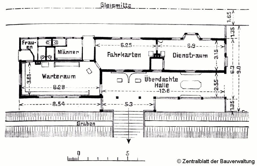 Bild: Grundrißzeichnung Empfangsgebäude