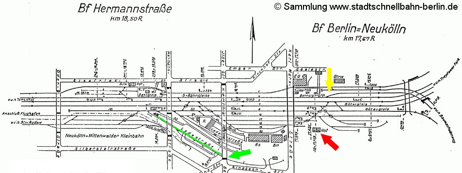 Bild: Gleisplan Neukölln von 1962