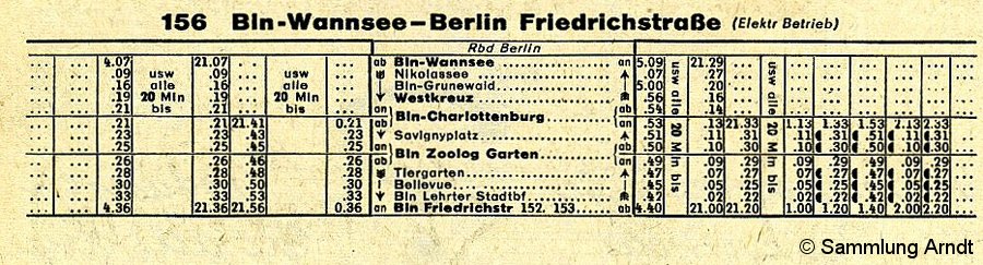 Bild: Strecke 156 - Winterfahrplan 1983/84