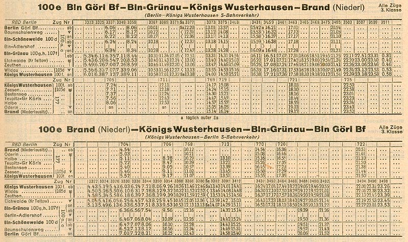 Bild: Fahrplan 1951